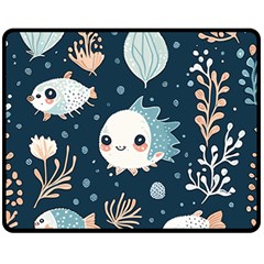 Fish Pattern Fleece Blanket (medium) by Valentinaart