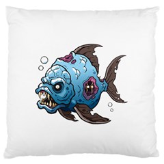 Piranha T-shirtwhite Look Calm Piranha 09 T-shirt Large Premium Plush Fleece Cushion Case (two Sides) by EnriqueJohnson
