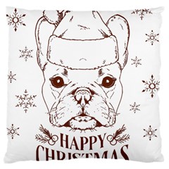 French Bulldog Christmas T- Shirt Happy Christmas Santa Frenchie T- Shirt Large Premium Plush Fleece Cushion Case (two Sides) by ZUXUMI