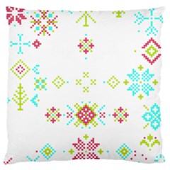 Christmas Cross Stitch Pattern Effect Holidays Symmetry Large Cushion Case (two Sides) by Sarkoni