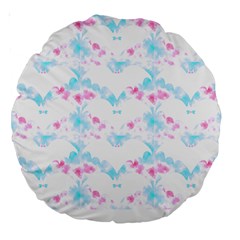 Bat Pattern T- Shirt Bats And Bows Blue Pink T- Shirt Large 18  Premium Round Cushions by EnriqueJohnson