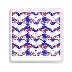 Bat Pattern T- Shirt White Bats And Bows Red Blue T- Shirt Memory Card Reader (square) by EnriqueJohnson