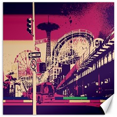 Pink City Retro Vintage Futurism Art Canvas 12  X 12 