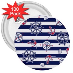 Seamless-marine-pattern 3  Buttons (100 Pack)  by Ket1n9