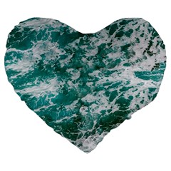 Blue Ocean Waves 2 Large 19  Premium Heart Shape Cushions by Jack14