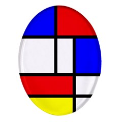 Mondrian-red-blue-yellow Oval Glass Fridge Magnet (4 Pack) by Amaryn4rt