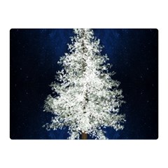 Tree Pine White Starlight Night Winter Christmas Two Sides Premium Plush Fleece Blanket (mini) by Amaryn4rt