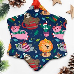 Funny-animal Christmas-pattern Snowflake Ornament (two Sides) by Amaryn4rt