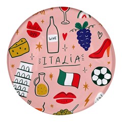 Food Pattern Italia Round Glass Fridge Magnet (4 Pack) by Sarkoni