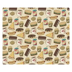 Junk Food Hipster Pattern Premium Plush Fleece Blanket (small) by Sarkoni