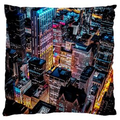 Aerial Photo Of Cityscape At Night Large Cushion Case (one Side) by Modalart