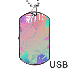 Palm Trees Leaves Plants Tropical Dog Tag Usb Flash (one Side) by Grandong