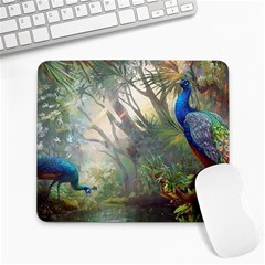 Peafowl Peacock Bird Birds Painting Art Wildlife Large Mousepad by Sarkoni
