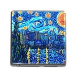 Starry Night Van Gogh Painting Art City Scape Memory Card Reader (Square 5 Slot) Front