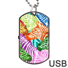 Zebra Colorful Abstract Collage Dog Tag Usb Flash (two Sides)