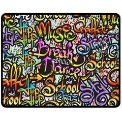 Graffiti Word Seamless Pattern Fleece Blanket (medium) by Bedest