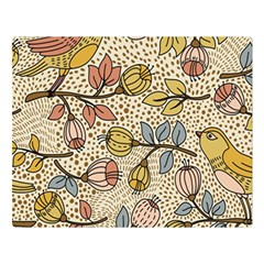 Seamless Pattern With Flower Bird Premium Plush Fleece Blanket (large)