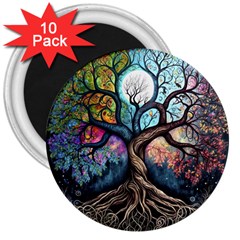 Tree Colourful 3  Magnets (10 Pack)  by Pakjumat