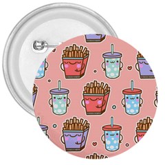 Cute Kawaii Food Seamless Pattern 3  Buttons