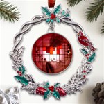 Pattern Structure Light Patterns Metal X mas Wreath Holly leaf Ornament Front