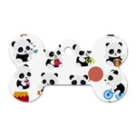 Playing Pandas Cartoons Dog Tag Bone (Two Sides) Back