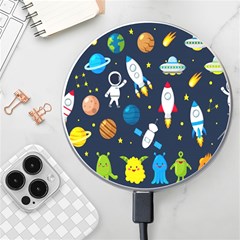 Big Set Cute Astronauts Space Planets Stars Aliens Rockets Ufo Constellations Satellite Moon Rover V Wireless Fast Charger(white) by Hannah976