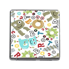 Seamless Pattern Vector With Funny Robots Cartoon Memory Card Reader (square 5 Slot) by Hannah976