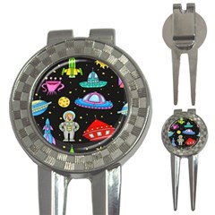 Seamless Pattern With Space Objects Ufo Rockets Aliens Hand Drawn Elements Space 3-in-1 Golf Divots by Hannah976