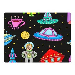 Seamless Pattern With Space Objects Ufo Rockets Aliens Hand Drawn Elements Space Two Sides Premium Plush Fleece Blanket (mini) by Hannah976