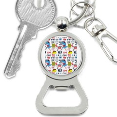Monster Cool Seamless Pattern Bottle Opener Key Chain by Hannah976