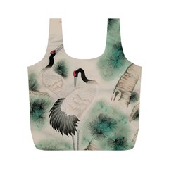 Japanese Crane Painting Of Bird Full Print Recycle Bag (m)