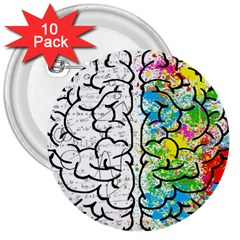 Brain Mind Psychology Idea Drawing 3  Buttons (10 Pack)  by Ndabl3x