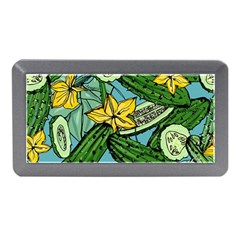 Seamless Pattern With Cucumber Slice Flower Colorful Hand Drawn Background With Vegetables Wallpaper Memory Card Reader (mini) by Ket1n9