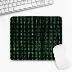 Green Matrix Code Illustration Digital Art Portrait Display Large Mousepad by Cendanart