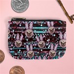 Cute Easter Pug Bunny Dark Colorful Mini Coin Purse Front
