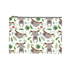 Seamless Pattern With Cute Sloths Cosmetic Bag (large) by Bedest