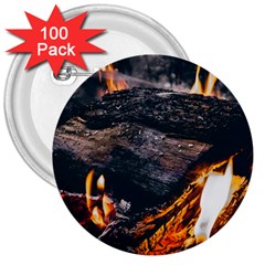 Wood Fire Camping Forest On 3  Buttons (100 Pack)  by Bedest