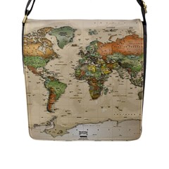 Vintage World Map Aesthetic Flap Closure Messenger Bag (l)