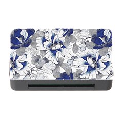 Retro Texture With Blue Flowers, Floral Retro Background, Floral Vintage Texture, White Background W Memory Card Reader With Cf