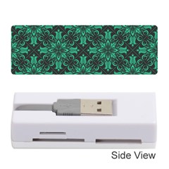 Green Damask Pattern Vintage Floral Pattern, Green Vintage Memory Card Reader (stick)
