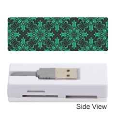 Green Damask Pattern Vintage Floral Pattern, Green Vintage Memory Card Reader (stick) by nateshop