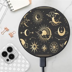 Asian Set With Clouds Moon Sun Stars Vector Collection Oriental Chinese Japanese Korean Style Wireless Fast Charger(black) by Grandong