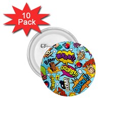Comic Elements Colorful Seamless Pattern 1 75  Buttons (10 Pack) by Bedest