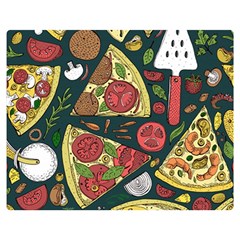 Seamless Pizza Slice Pattern Illustration Great Pizzeria Background Two Sides Premium Plush Fleece Blanket (medium) by Cemarart