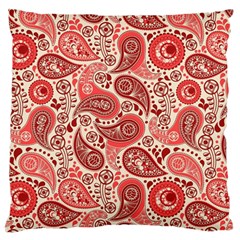 Paisley Red Ornament Texture Standard Premium Plush Fleece Cushion Case (two Sides)