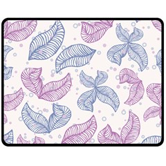 Leaves Line Art Background Two Sides Fleece Blanket (medium) by Cemarart