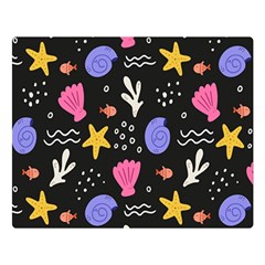 Sea Shells Pattern Wallpaper Fish Two Sides Premium Plush Fleece Blanket (large)