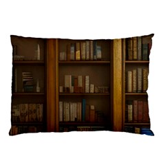 Books Book Shelf Shelves Knowledge Book Cover Gothic Old Ornate Library Pillow Case (two Sides) by Maspions
