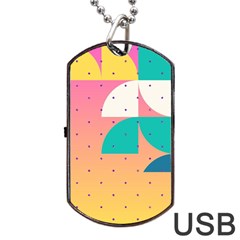 Abstract Geometric Bauhaus Polka Dots Retro Memphis Art Dog Tag Usb Flash (two Sides) by Maspions