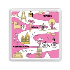 Roadmap Trip Europe Italy Spain France Netherlands Vine Cheese Map Landscape Travel World Journey Memory Card Reader (square) by Maspions